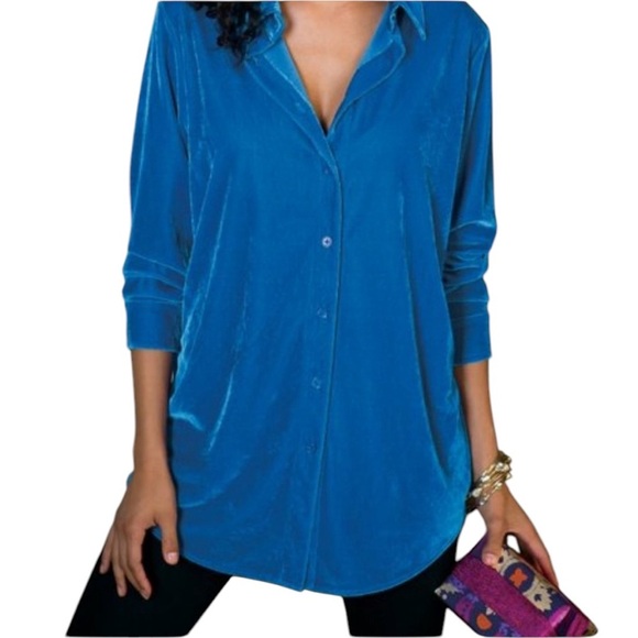 Soft Surroundings Blue Velvet Tunic - Picture 2 of 12